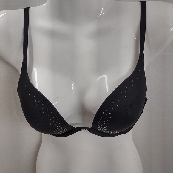 Elegant Black Bra with Rhinestone Accents - Picture 1 of 7